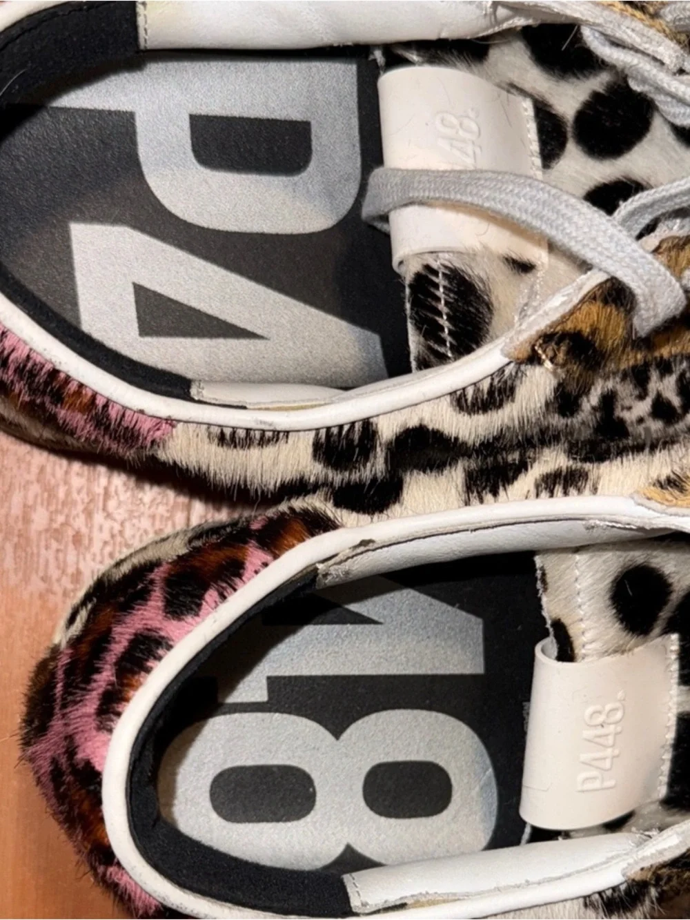 P448 Leopard-Print Low-Top Sneakers in Black, White & Tan - Picture 12 of 16